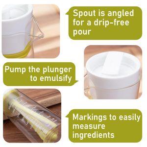 Bouteille Distributrice d'Huile <span class=keywords><strong>en</strong></span> <span class=keywords><strong>Verre</strong></span> 300ml, Agitateur de Vinaigrette, Distributeur d'Huile et de Vinaigre avec Plongeur Émulsifiant et Échelle de Mesure - Product Image 4