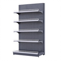 Étagère de présentation gondole à 4/5 niveaux, robuste, réglable en hauteur, avec panneau perforé et garde-corps avant, pour supermarché/épicerie/brasserie
