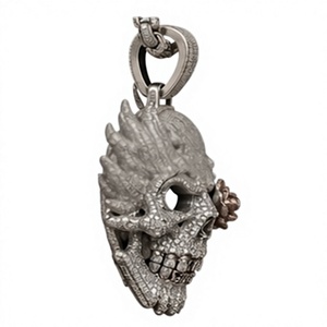 Collar con Colgante de Moissanita Personalizado, Estilo Escudo, con Cadenas, Corte Brillante Redondo, Chapado en Oro, Joyería Moderna para Unisex - Product Image 6