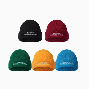 Bonnet en caoutchouc unisexe de haute qualité Logo acrylique bonnet tricoté à revers hommes chapeau d'hiver - Product Image 2