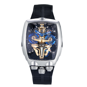 Montre mécanique automatique de luxe pour homme, fonction lumineuse, boîtier carré, cadran en cristal saphir, affichage à aiguilles en caoutchouc, 5 BAR - Product Image 4