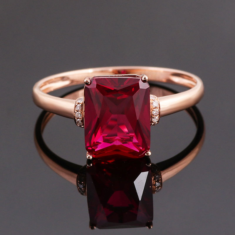 แหวนอัญมณีห้องปฏิบัติการทองคำแท้ 10K