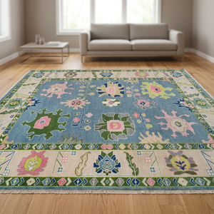 Handmade Hand Tufted Abstract Modern Wool/Silk Rug Vibrant Multicolor Customizable Size Available PET Friendly Washable Non-Slip - Product Image 1