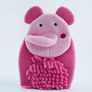 Hot Selling High Quality Cute Colorful Animal Shape Bath Gloves Kids Baby Shower Loofah Bath Sponge