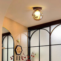 Plafonnier LED moderne et minimaliste avec abat-jour sphérique en verre, télécommande, base en fer, AC 3 CCT pour couloir et entrée