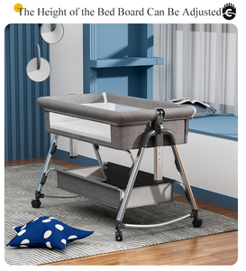 Cuna Mecedora Económica para Bebé, Cama Colecho con Altura Ajustable, Malla de Lino, Ruedas y Almacenamiento, Venta al por Mayor - Product Image 5