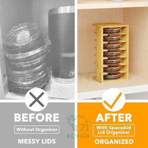 Organizador de <span class=keywords><strong>tapa</strong></span> de vaso de bambú de 7 niveles: optimice el almacenamiento del Gabinete de cocina para tapas de botellas de <span class=keywords><strong>agua</strong></span> y tazas de café - Product Image 2