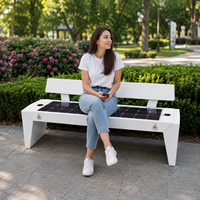 Banc de parc solaire intelligent avec dossier, chargeur USB sans fil, éclairage LED et structure en acier galvanisé