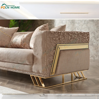 PZCN HOME Canapé d'angle moderne en tissu couleur taupe avec pieds en acier inoxydable pour salon, ensemble de meubles pour la maison