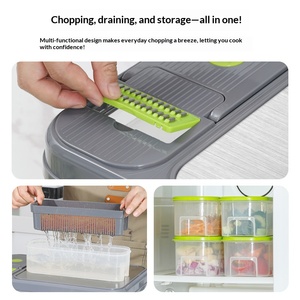 Coupe-légumes multifonctionnel avec récipient de rangement, séparateur d'œufs et planche à découper pour la préparation des aliments en cuisine - Product Image 2