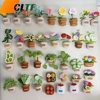 Aimants de réfrigérateur faits main en crochet, motif plante, mini-pot de fleurs, décoration de cuisine et de maison, aimant succulent en crochet, vente chaude