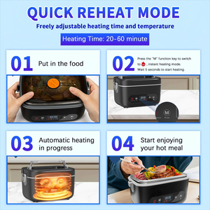 Lonchera Eléctrica Recargable de Gran Capacidad, 5 Modos de Calentamiento, con Bolsa Aislante, Cuchara y Tenedor para el Trabajo, Viajes y Campamento - Product Image 2
