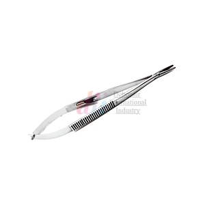 Portaagujas Castroviejo de 18 cm con mango plano y bloqueo, de acero inoxidable, instrumentos quirúrgicos oftálmicos, proveedor mayorista - Product Image 2