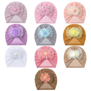 <span class=keywords><strong>Turban</strong></span> d'été pour bébé Chapeau à nœud Casquettes soleil pour bambins Vente en gros de chapeaux à mailles fines avec fleur et nœud Chapeau pull-over pour enfants et filles - Product Image 3