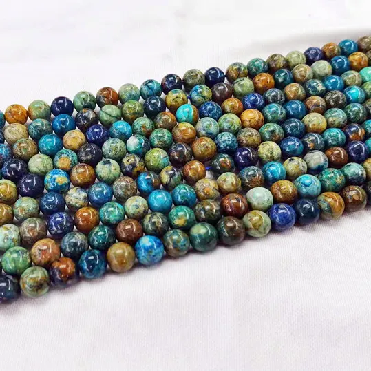 Natuurlijke Gladde Charme Edelsteen Chrysocolla Ronde Vorm Lapis Lazuline Losse Stenen Kralen Voor Sieraden Maken