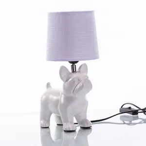 家居装饰法国斗牛犬创意台灯陶瓷底座动物造型台灯