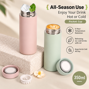 Portable 350ml Stainless Steel <b>Pocket</b> Thermos Vacuum Insulated Mini Tumbler with Lid for Travel Office Gift - Product Image 4
