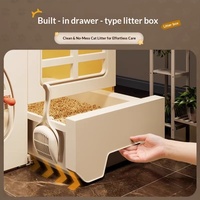 Cage et villa pour chat extra large en PP, respirante et chaude, avec lit pour chat d'intérieur et toilette intégrée pour salon et salle de bain