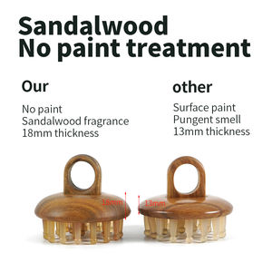 Sandelholz Kamm Breit zahn Meridian Massage gerät Mode Kopfhaut Massage gerät Kamm Haar Mit Griff Holz Haar bürste Mit Logo - Product Image 2