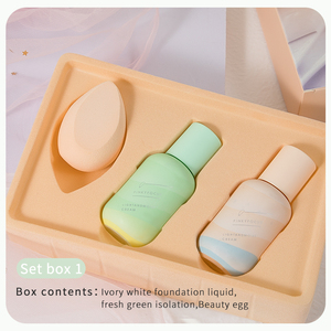 Venta al por mayor ligero hidratante maquillaje <span class=keywords><strong>Primer</strong></span> Kit de etiqueta privada cobertura completa líquido <span class=keywords><strong>base</strong></span> crema OEM conjunto de maquillaje - Product Image 3