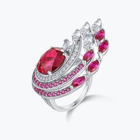 Bague en argent sterling 925 de luxe, nouvelle vente chaude, MuShan Jewelry, 5 carats, rouge sang de pigeon, coupe ovale, bague pour femmes
