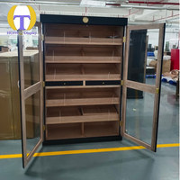 Vitrine de présentation de cigares de luxe, écologique et recyclable, avec revêtement en cèdre espagnol et éclairage LED ambre, pour boutiques de tabac haut de gamme et centres commerciaux