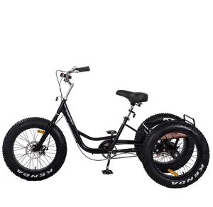 3 ruota grasso pneumatico gomma della bicicletta adulto trike 20 pollici posteriore cestino adulto triciclo in vendita