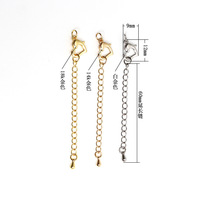 Chaîne de queue en cuivre plaqué or 14k 18k, collier et bracelet faits à la main, fermoir à homard en forme de cœur avec chaîne d'extension