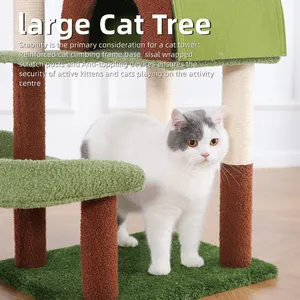 Poste de arranhar para gatos verdes em forma de planta personalizado de fábrica para cactos e gatos