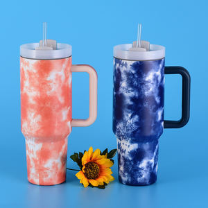 थर्मोसिस ने 40 औंस टंबलर डबल दीवार वाले संगमरमर के स्मारिल 40 औंस इंसुलेटेड टम्बलर कप हैंडल और पुआल के साथ - Product Image 4