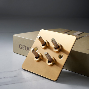 Interrupteur à bascule vintage en laiton LangYeao, montage en surface, 10A 250V, <span class=keywords><strong>plaque</strong></span> en acier inoxydable, 1/<span class=keywords><strong>2</strong></span>/3/4 voies, interrupteur rétro <span class=keywords><strong>2</strong></span> directions - Product Image 4