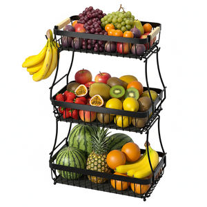 Panier à fruits, légumes et <span class=keywords><strong>pain</strong></span> à 3 niveaux de grande capacité, organisateur en métal pour économiser de l'espace sur le comptoir - Product Image 1