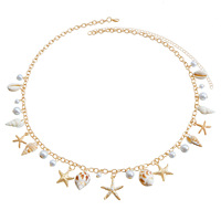 Chaîne de corps bohème pour femme, bijoux coquillages et perles, collier étoile de mer, bracelet, ceinture, décoration de taille pour vacances d'été à la plage
