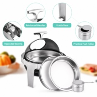 LIYUNDA Plat de service rond classique à couvercle roulant, en acier inoxydable argenté de luxe, 6L, équipement de maintien au chaud et de maintien au frais pour la restauration