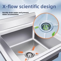 Table d'évier commerciale en acier inoxydable avec accessoires de robinet pour cuisine de restaurant