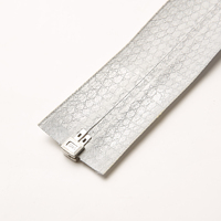 SBS # 7 Fermetures éclair invisibles en nylon à extrémité ouverte, à dents transparentes, avec ruban argenté effet brillant liquide, 20 cm, certifiées ISO9001, pour la mode futuriste et les tenues de scène