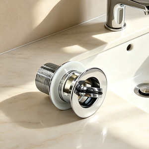 Robinet de vidange de lavabo <span class=keywords><strong>en</strong></span> laiton massif à clapet, avec trop-plein à fente G1 1/4, chromé, bouchon captif, installation sans clé par serrage manuel - Product Image 2