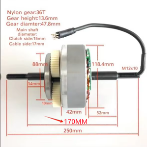 Moteur central de vélo électrique à engrenages pour pneus larges, avec dropout de 170mm et 190mm, compatible 36V, 48V, 52V, 500W, 750W, 1000W - Product Image 4