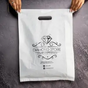 Custom Logo Printed Fold Plastic Pink Thank You Die Cut Handle Carry Shopping Packaging Bags For Boutique Retail Shopping