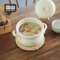 SHIMOYAMA Cocotte en céramique avec poignée, faitout japonais pour ragoûts et soupes, pot en terre cuite avec couvercle, marmite, plat de cuisson, ustensile de cuisine