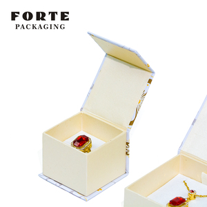FORTE Ivory Leatherette Paper Handmade Jewelry Boxes 7x9cm with Custom Logo Luxury Packaging Rigid <b>Shipping</b> <b>Box</b> - Product Image 2