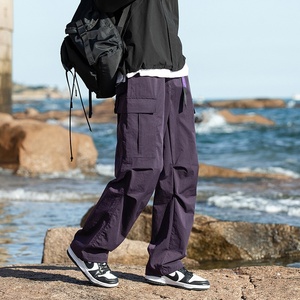 Pantaloni Cargo da uomo stile retrò stile americano paracadutista plissettato a gamba larga a vita media largo stile <span class=keywords><strong>Casual</strong></span> - Product Image 5