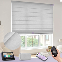 Persianas Romanas Motorizadas, Eléctricas, Inteligentes, Automáticas, Hechas a Medida, de Tela de Lino Opaca y Transparente para Ventanas, Interiores, Oficinas, Hogares y Dormitorios