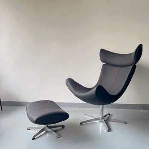 Poltrona <span class=keywords><strong>Imola</strong></span> Singola in Pelle, Sedia Girevole da Salotto con Poggiapiedi, Design Tiger, per Balcone e Relax - Product Image 4