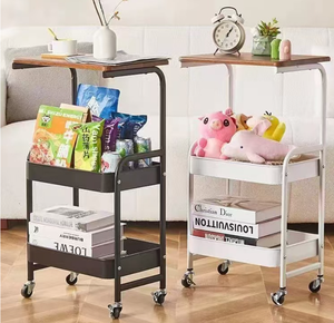 Estante <span class=keywords><strong>de</strong></span> Almacenamiento Móvil <span class=keywords><strong>de</strong></span> Varias Capas para Dormitorio, Sala <span class=keywords><strong>de</strong></span> Estar, Escritorio, Ligero, <span class=keywords><strong>de</strong></span> Roble, Negro/Blanco - Product Image 6