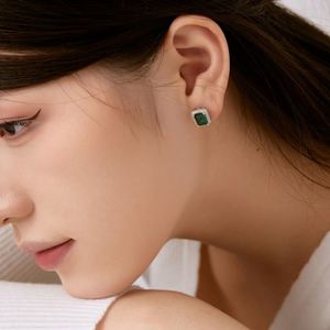 Dylam Luxurious Elegant Women S925 Silver <b>Fine</b> Jewelry Rhodium Plated 5A Zirconia Eternity Emerald <b>Stud</b> <b>Earrings</b> - Product Image 2