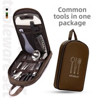 Ensemble de vaisselle portable moderne en acier inoxydable de 9 pièces pour le camping, la cuisine en plein air