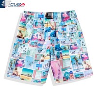 Shorts de bain pour hommes avec logo personnalisé, 100% polyester, respirant, séchage rapide, taille élastique, pour la plage, le surf et la natation