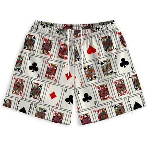 Shorts de course athlétiques respirants en maille pour hommes, personnalisés avec imprimé cartes de poker et cordon de serrage - Product Image 2