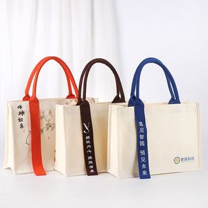 Sac fourre-tout en toile de coton personnalisé avec logo, imprimé lettres, sac à bandoulière pour le quotidien et les boutiques - Product Image 1